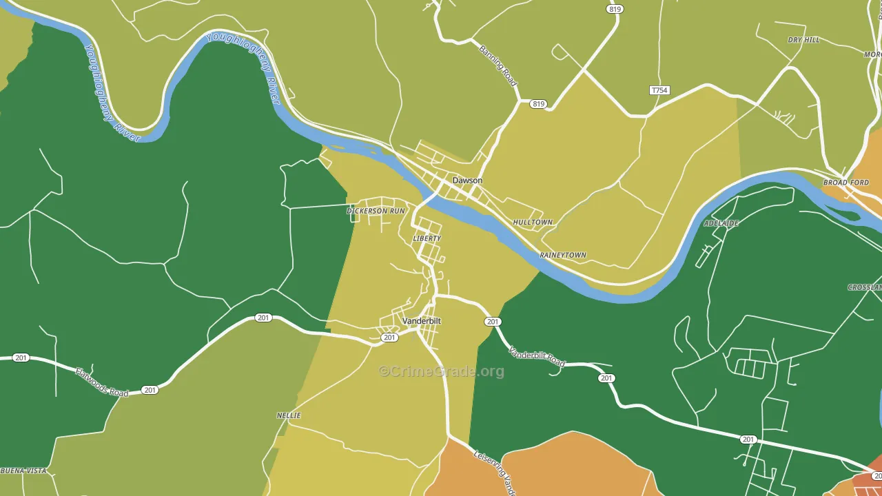 15430, PA Map of Drug-Related Crime Rates