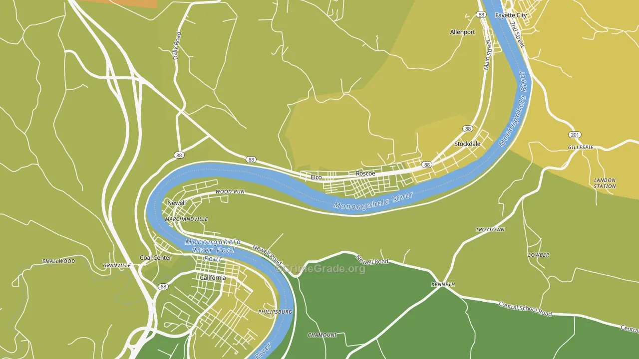 15434, PA Map of Drug-Related Crime Rates