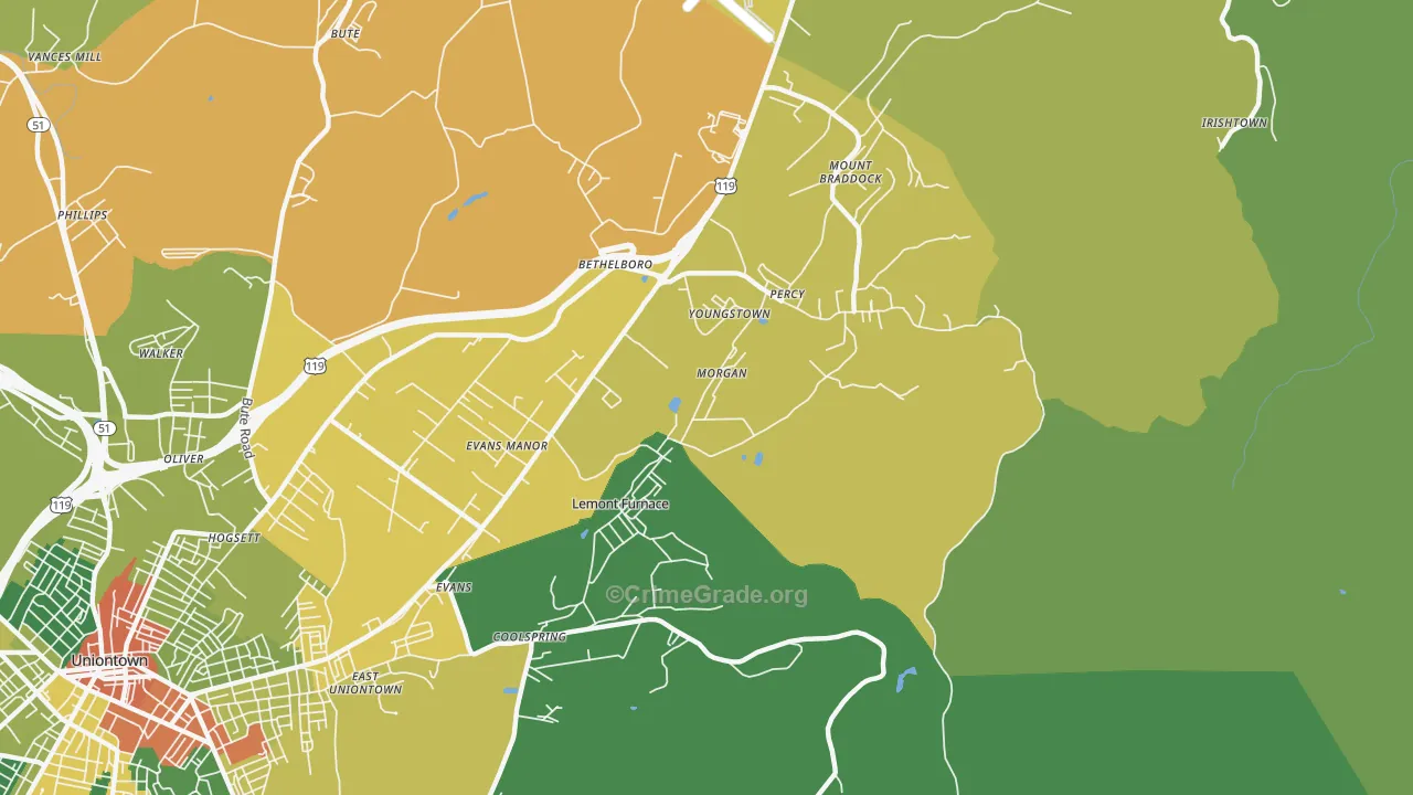 15456, PA Map of Drug-Related Crime Rates