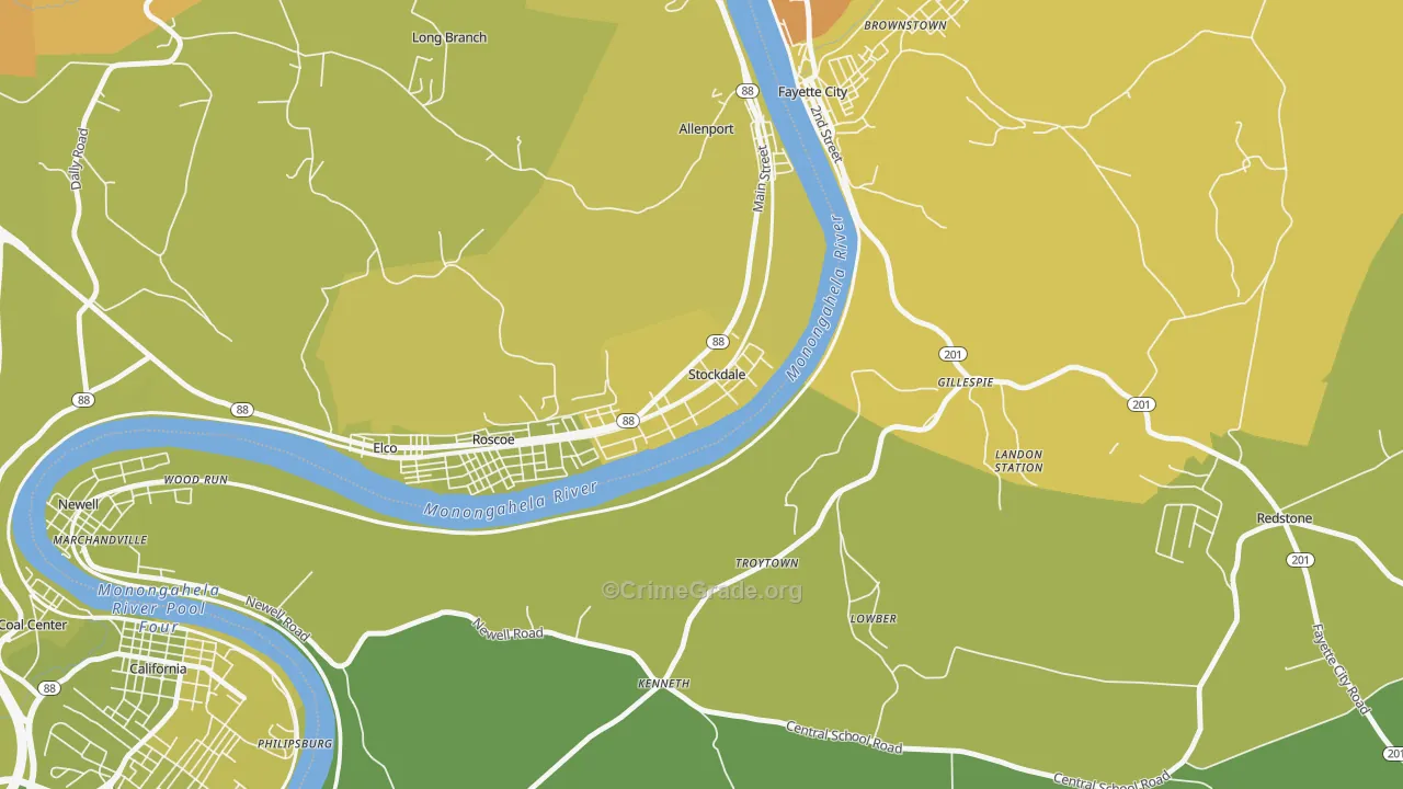 15483, PA Map of Drug-Related Crime Rates