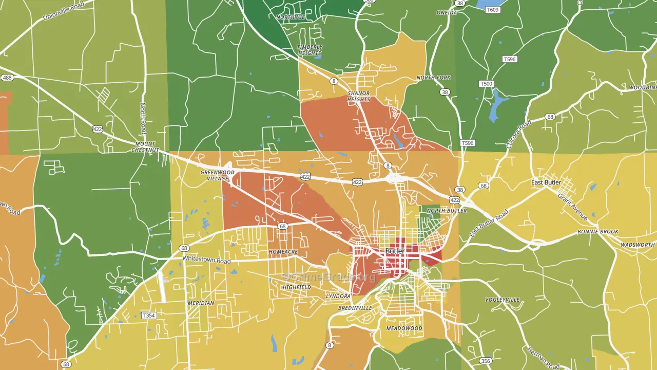 16001, PA Map of Drug-Related Crime Rates