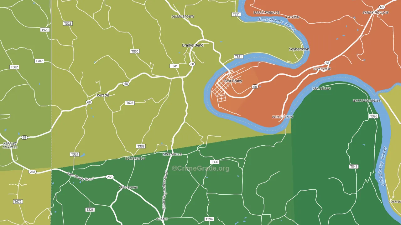 16028, PA Map of Drug-Related Crime Rates