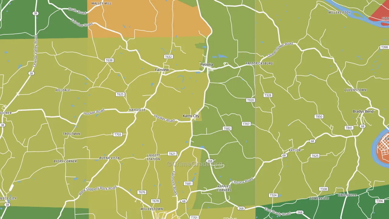 16041, PA Map of Drug-Related Crime Rates