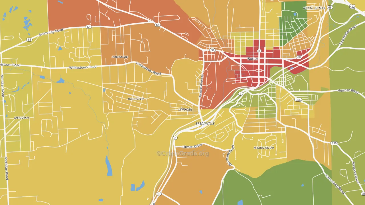 16045, PA Map of Drug-Related Crime Rates