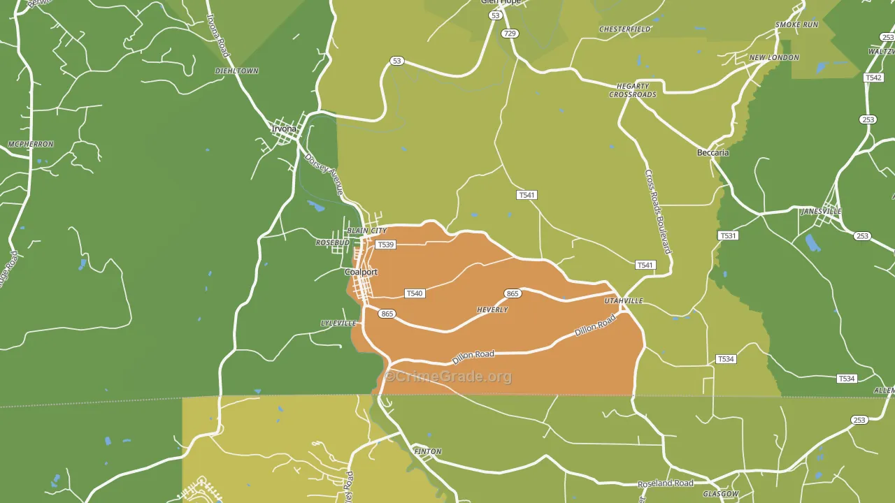 16627, PA Map of Drug-Related Crime Rates