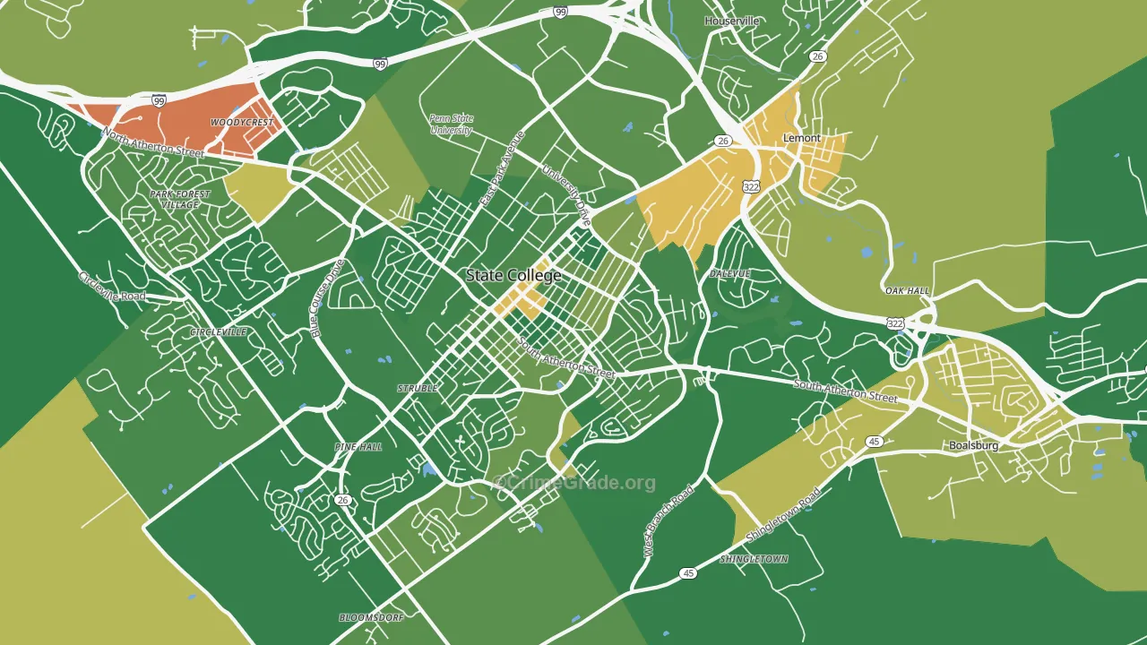 16801, PA Map of Drug-Related Crime Rates