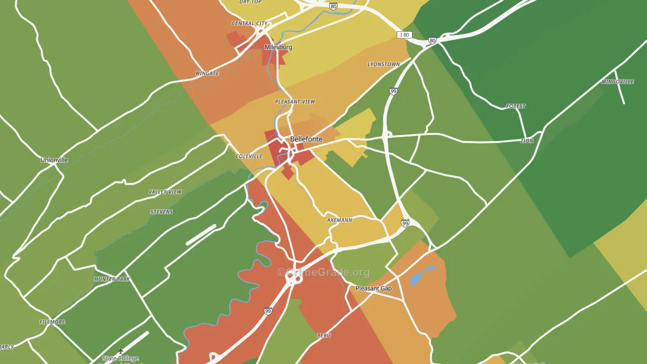 16823, PA Map of Drug-Related Crime Rates