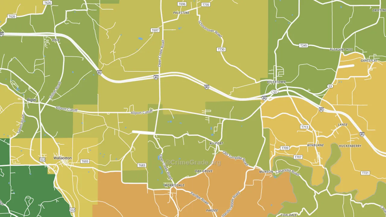 16858, PA Map of Drug-Related Crime Rates