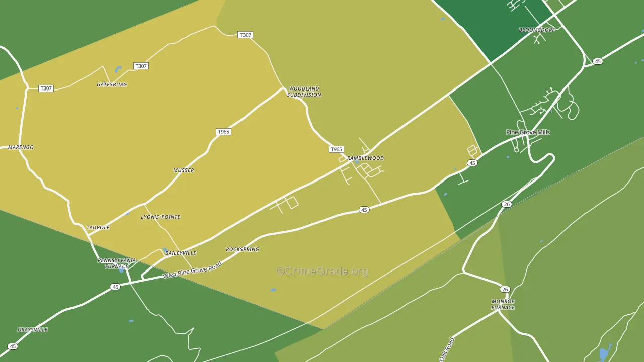 16865, PA Map of Drug-Related Crime Rates