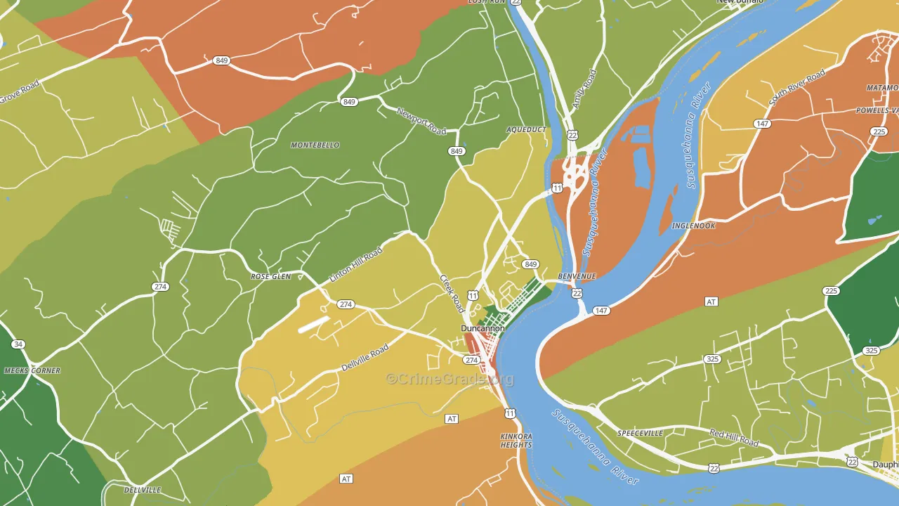 17020, PA Map of Drug-Related Crime Rates
