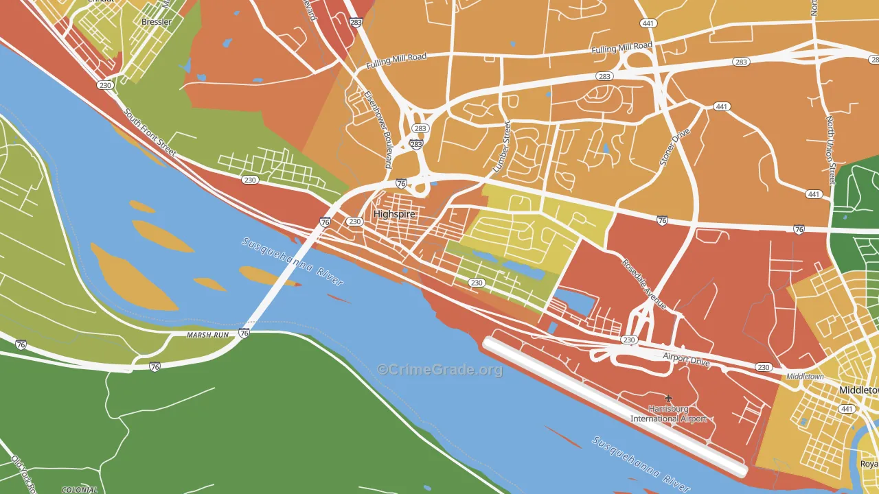 17034, PA Map of Drug-Related Crime Rates