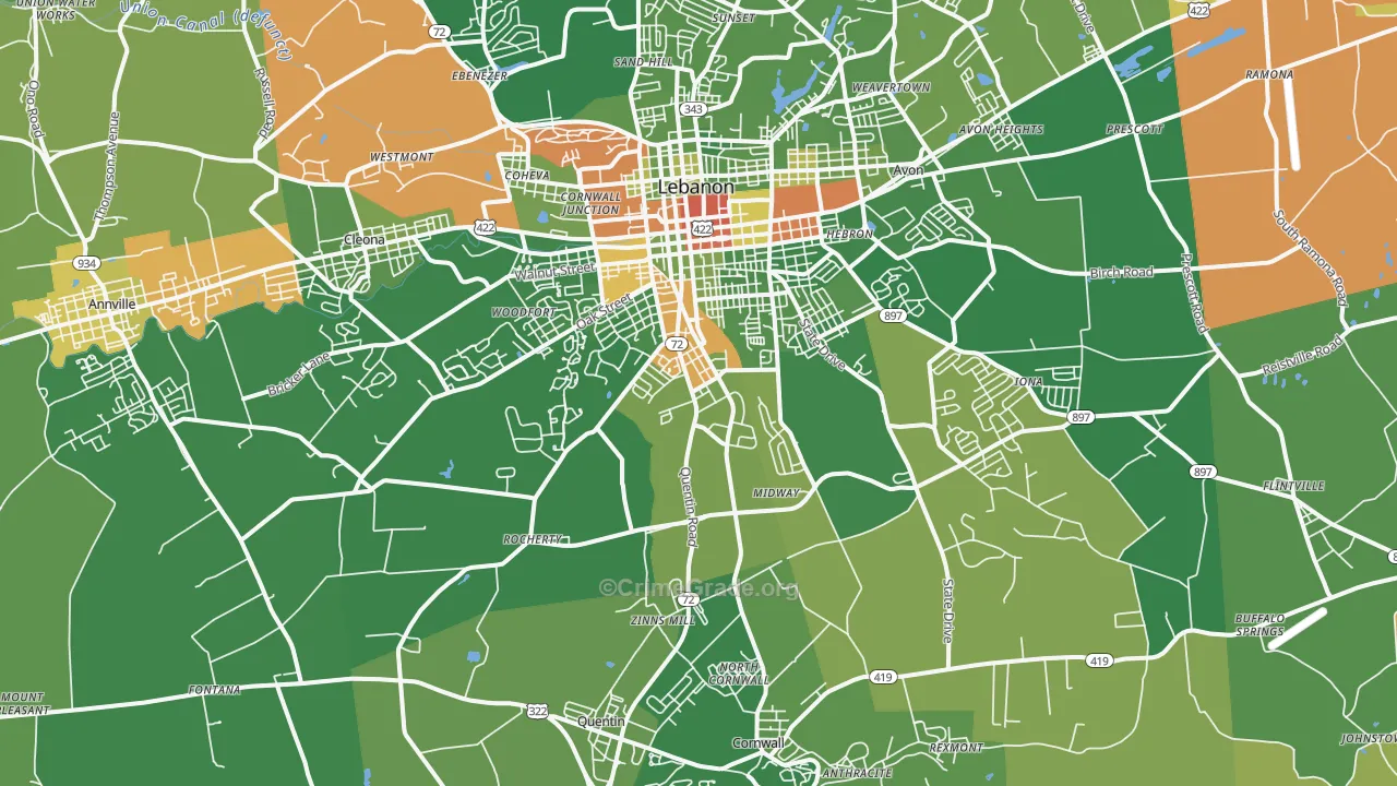 17042, PA Map of Drug-Related Crime Rates