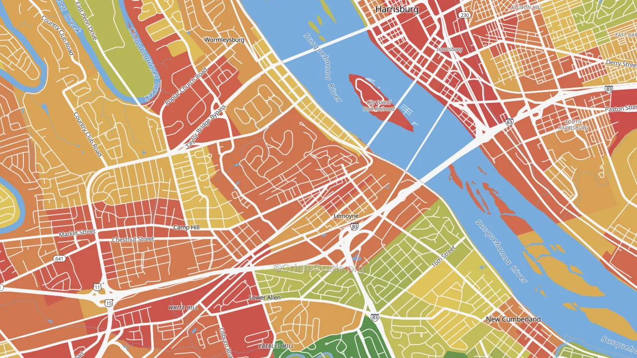 17043, PA Map of Drug-Related Crime Rates