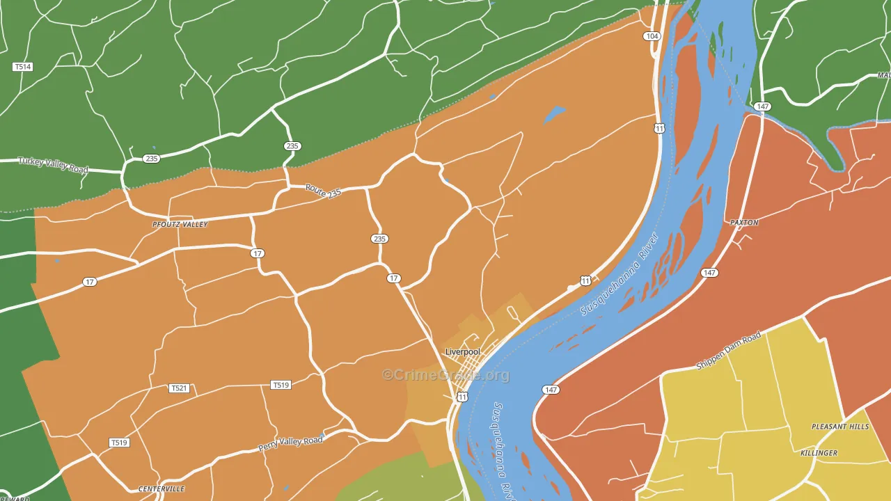 17045, PA Map of Drug-Related Crime Rates