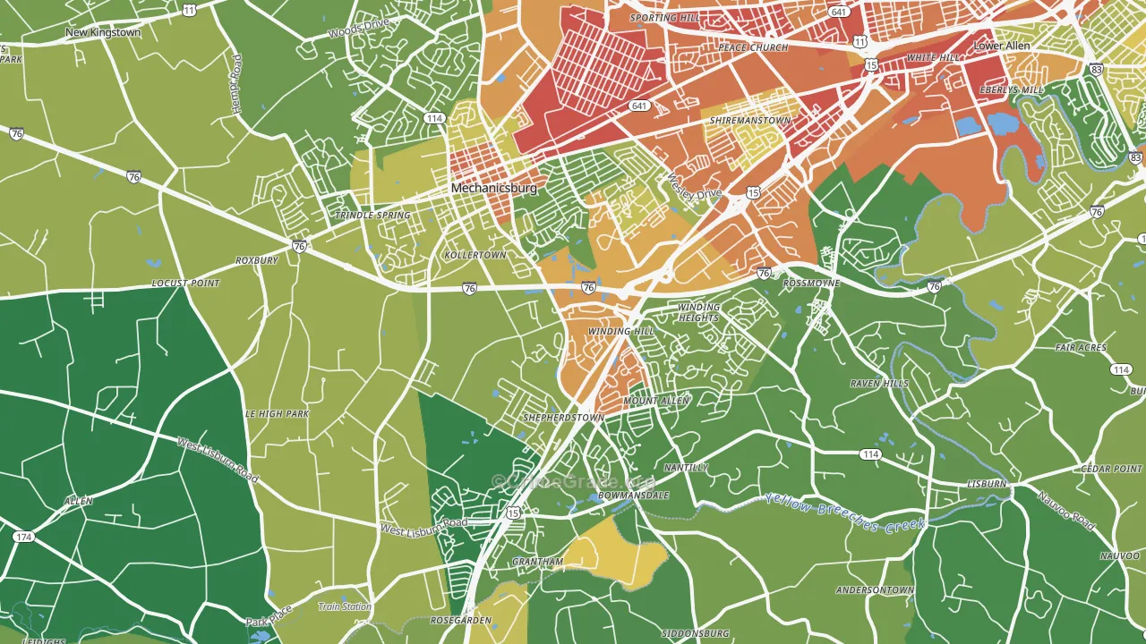 17055, PA Map of Drug-Related Crime Rates