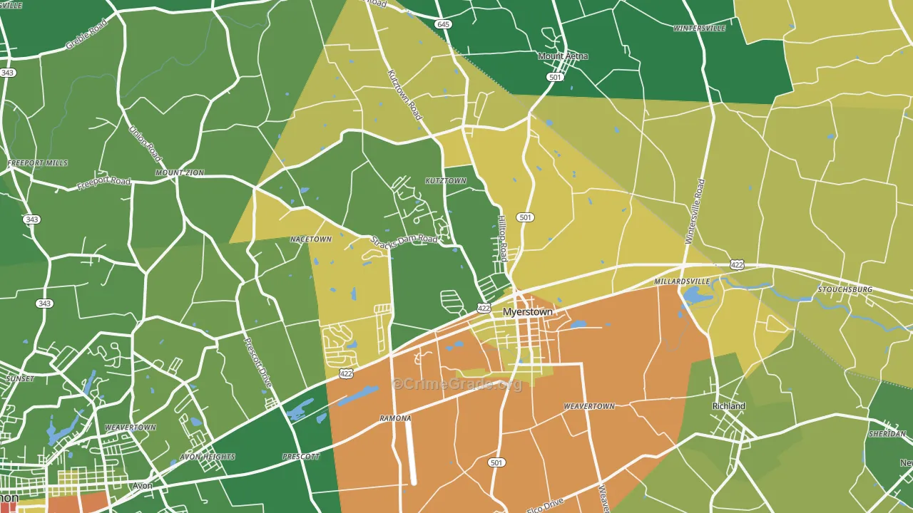 17067, PA Map of Drug-Related Crime Rates