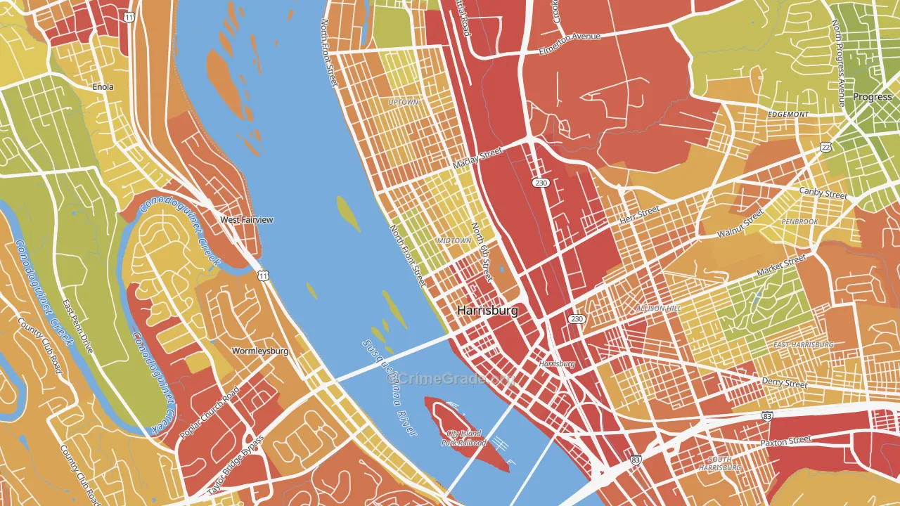 17102, PA Map of Drug-Related Crime Rates
