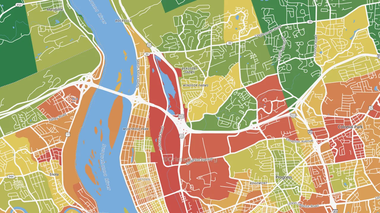 17110, PA Map of Drug-Related Crime Rates
