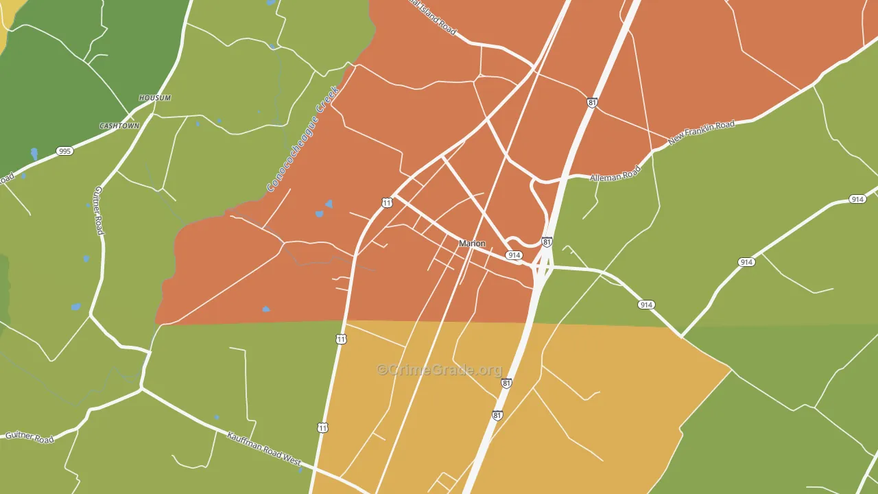 17235, PA Map of Drug-Related Crime Rates