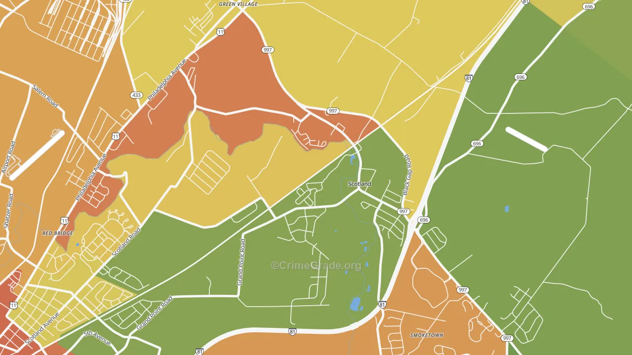 17254, PA Map of Drug-Related Crime Rates
