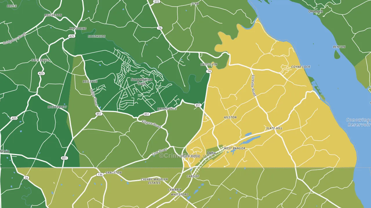 17314, PA Map of Drug-Related Crime Rates