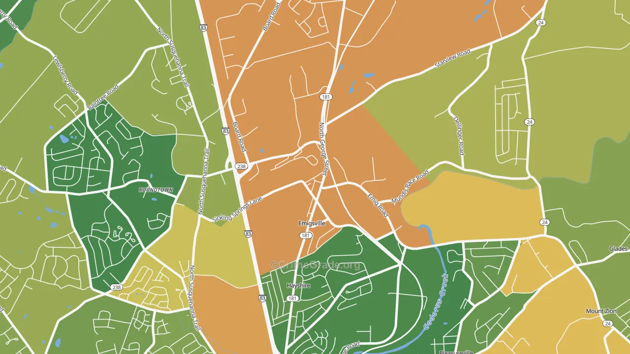 17318, PA Map of Drug-Related Crime Rates