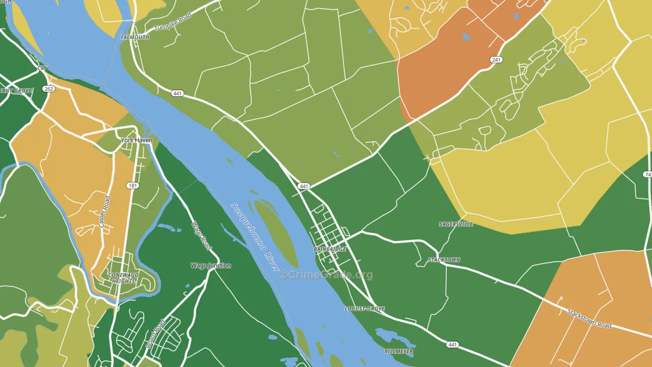 17502, PA Map of Drug-Related Crime Rates
