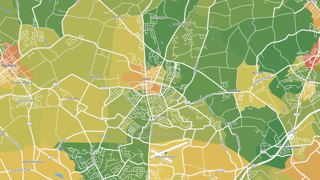 17543, PA Map of Drug-Related Crime Rates
