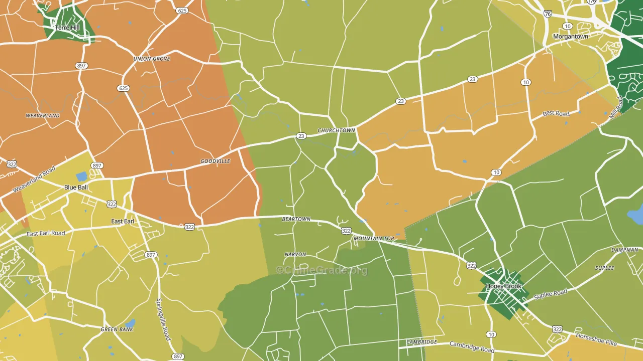 17555, PA Map of Drug-Related Crime Rates