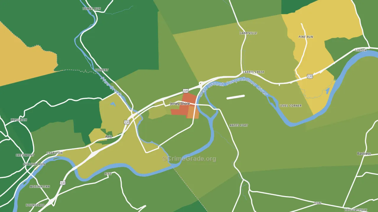 17740, PA Map of Drug-Related Crime Rates