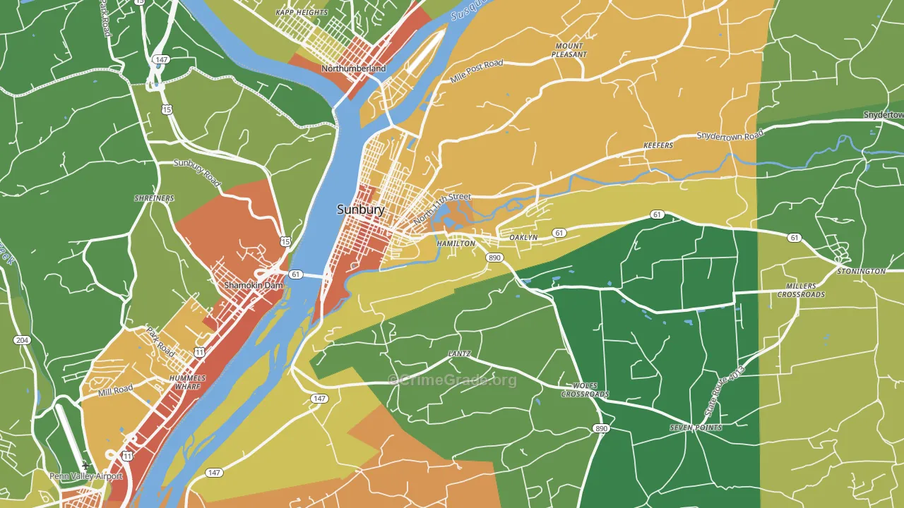 17801, PA Map of Drug-Related Crime Rates