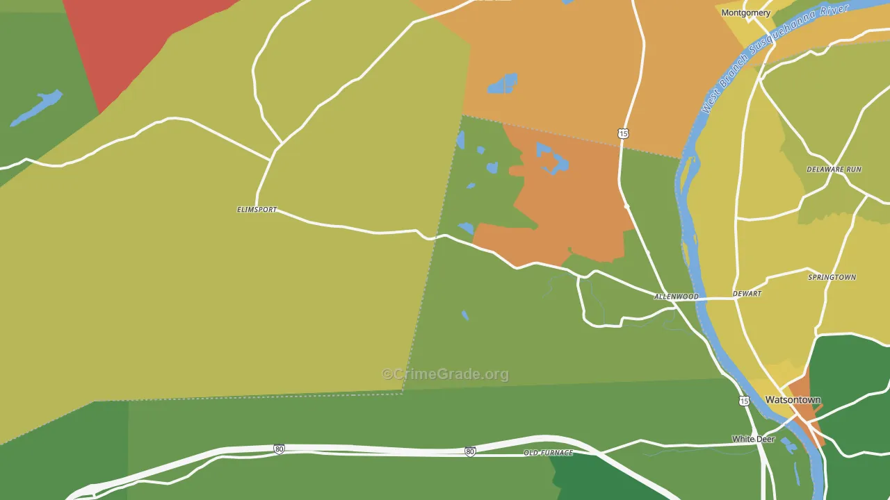 17810, PA Map of Drug-Related Crime Rates