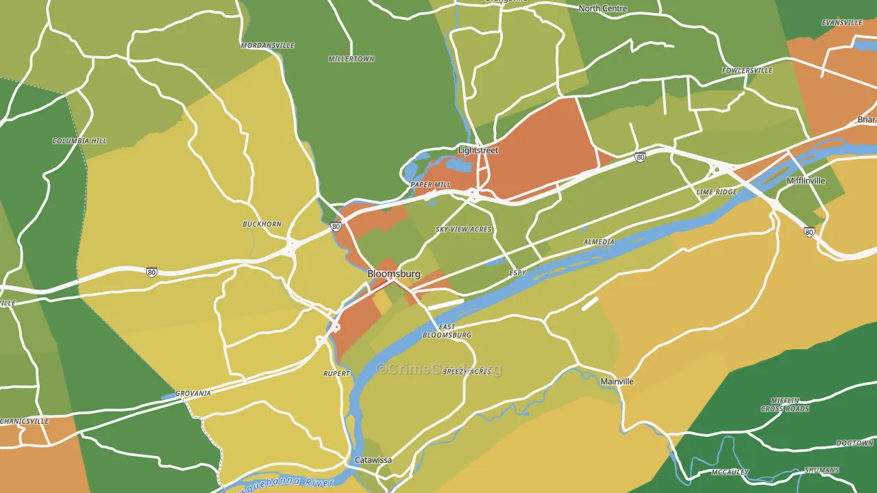 17815, PA Map of Drug-Related Crime Rates