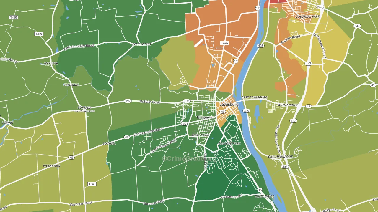 17837, PA Map of Drug-Related Crime Rates