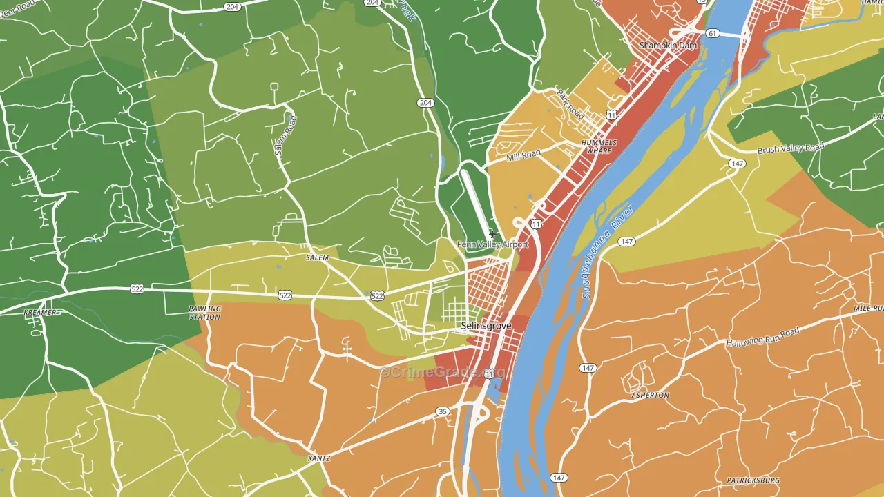 17870, PA Map of Drug-Related Crime Rates