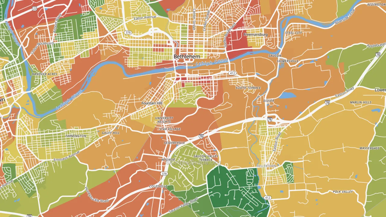 18015, PA Map of Drug-Related Crime Rates