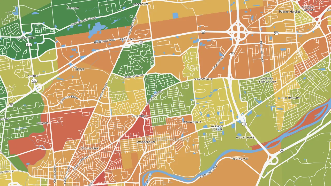 18020, PA Map of Drug-Related Crime Rates