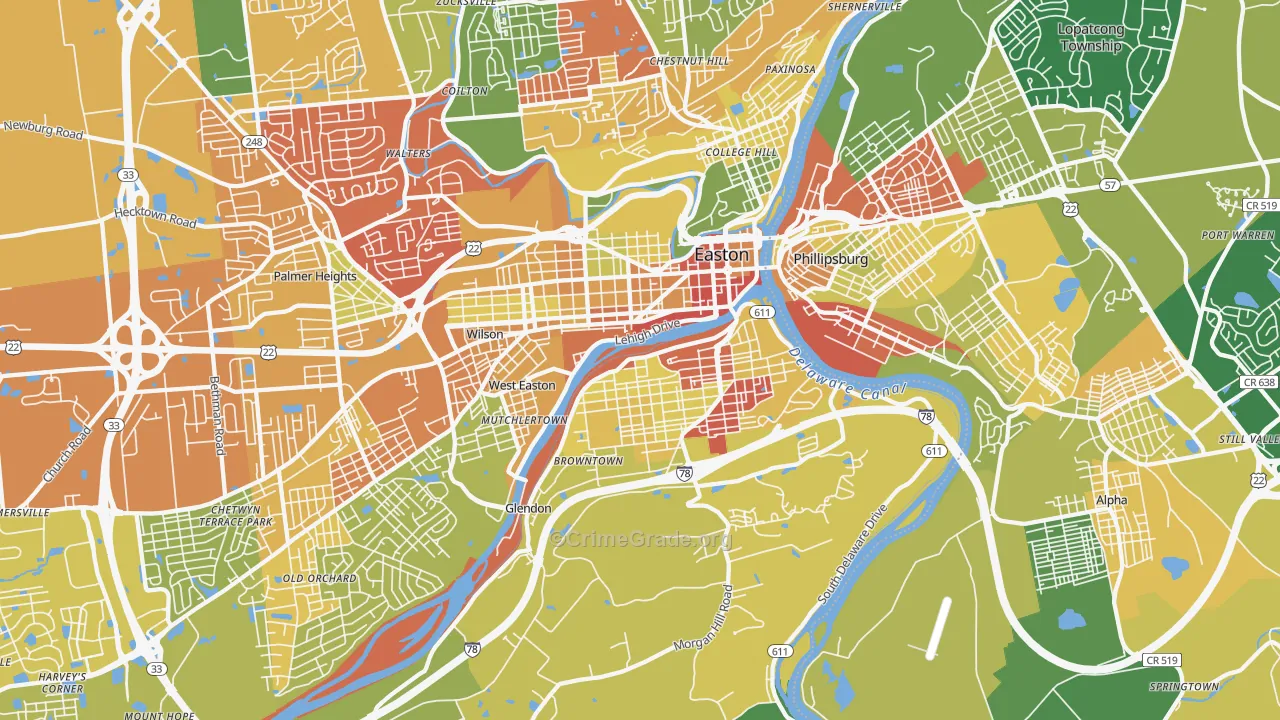 18042, PA Map of Drug-Related Crime Rates
