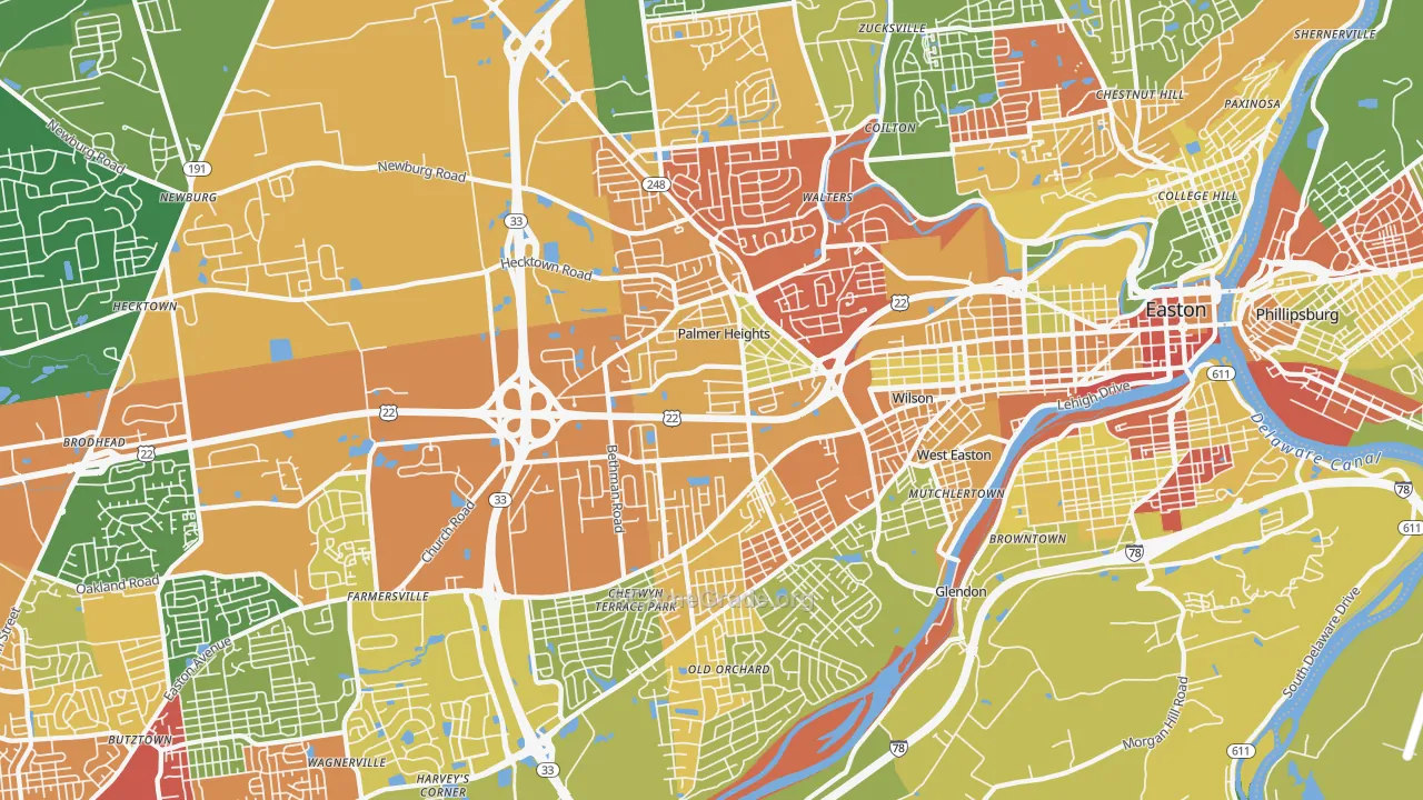 18045, PA Map of Drug-Related Crime Rates