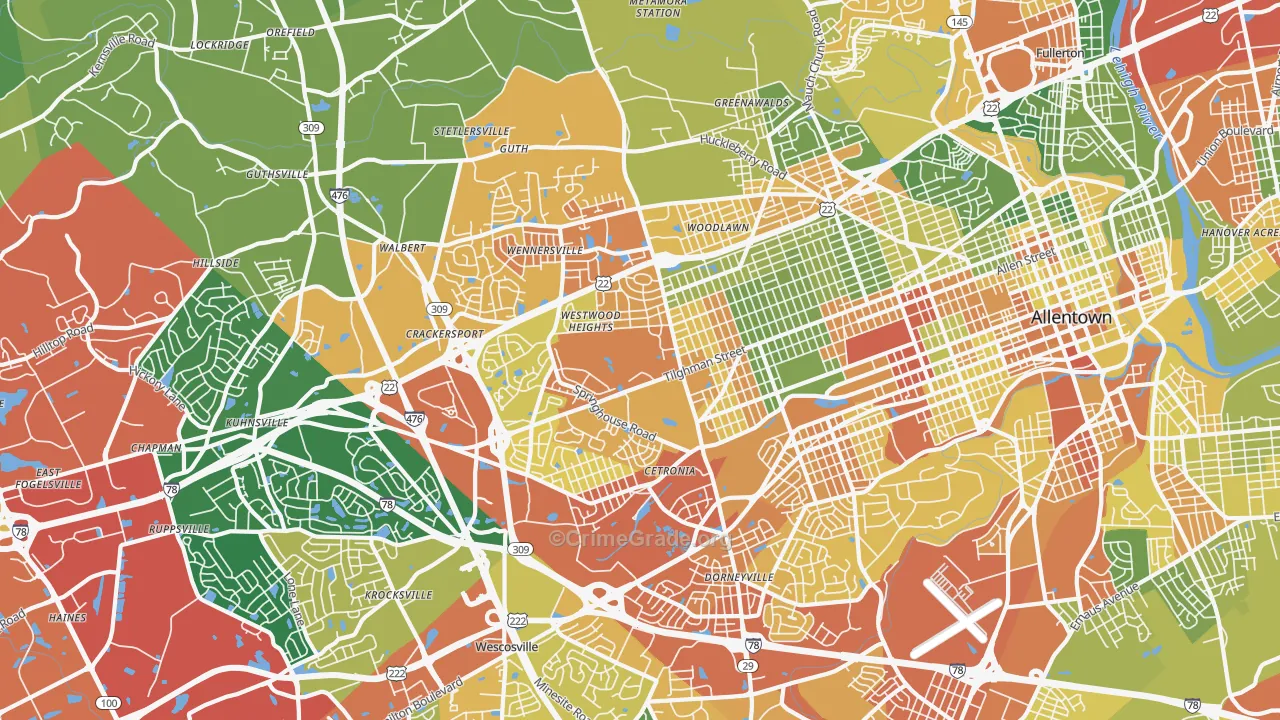 18104, PA Map of Drug-Related Crime Rates