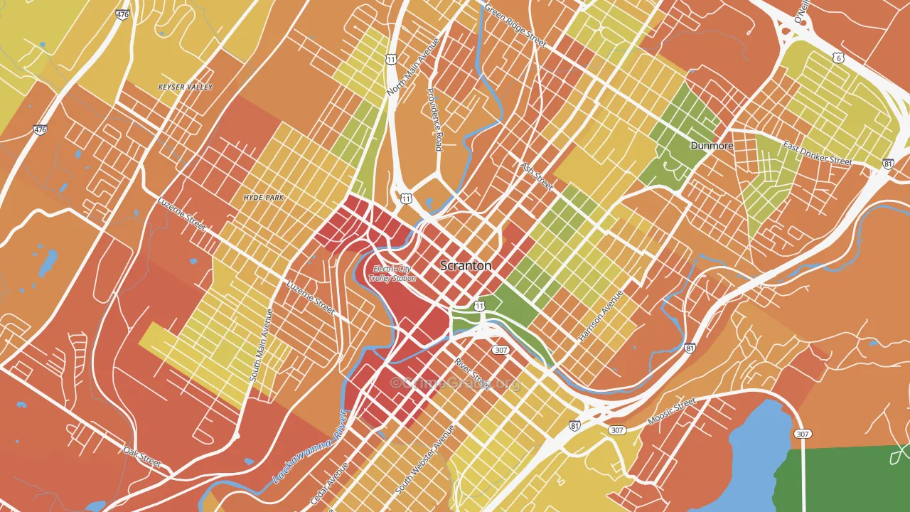 18503, PA Map of Drug-Related Crime Rates