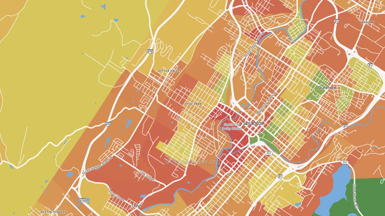 18504, PA Map of Drug-Related Crime Rates
