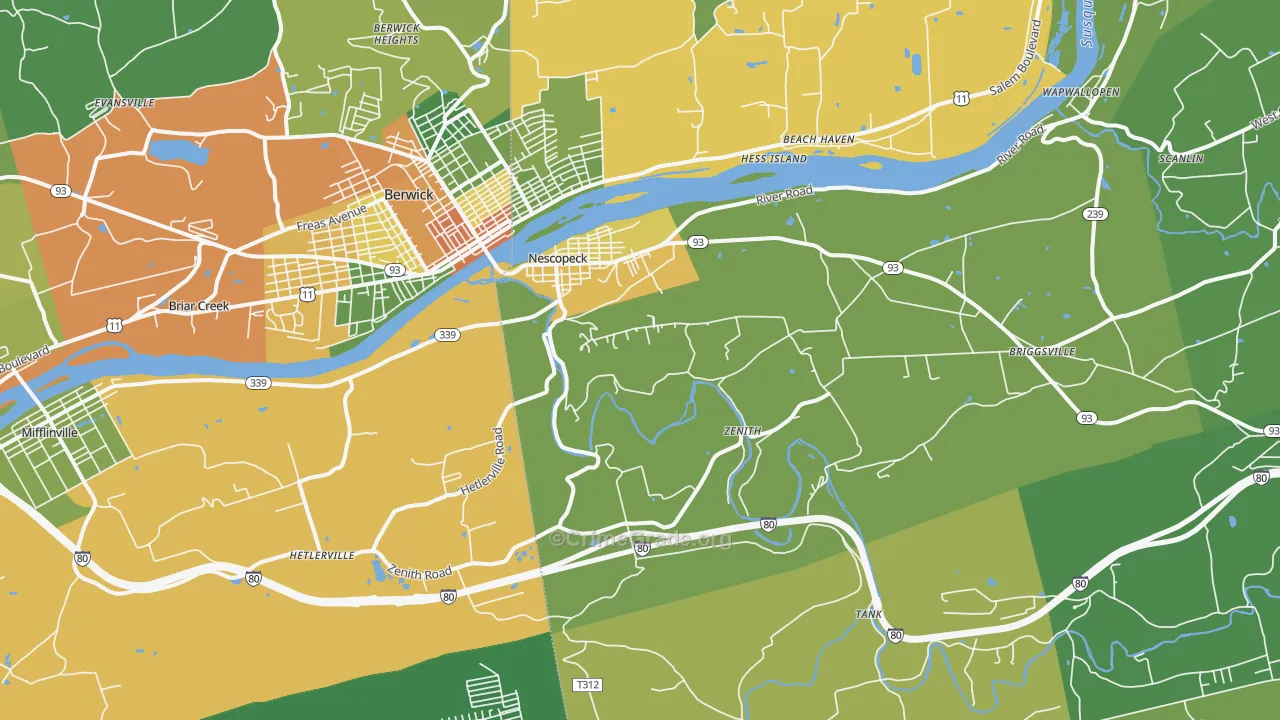 18635, PA Map of Drug-Related Crime Rates