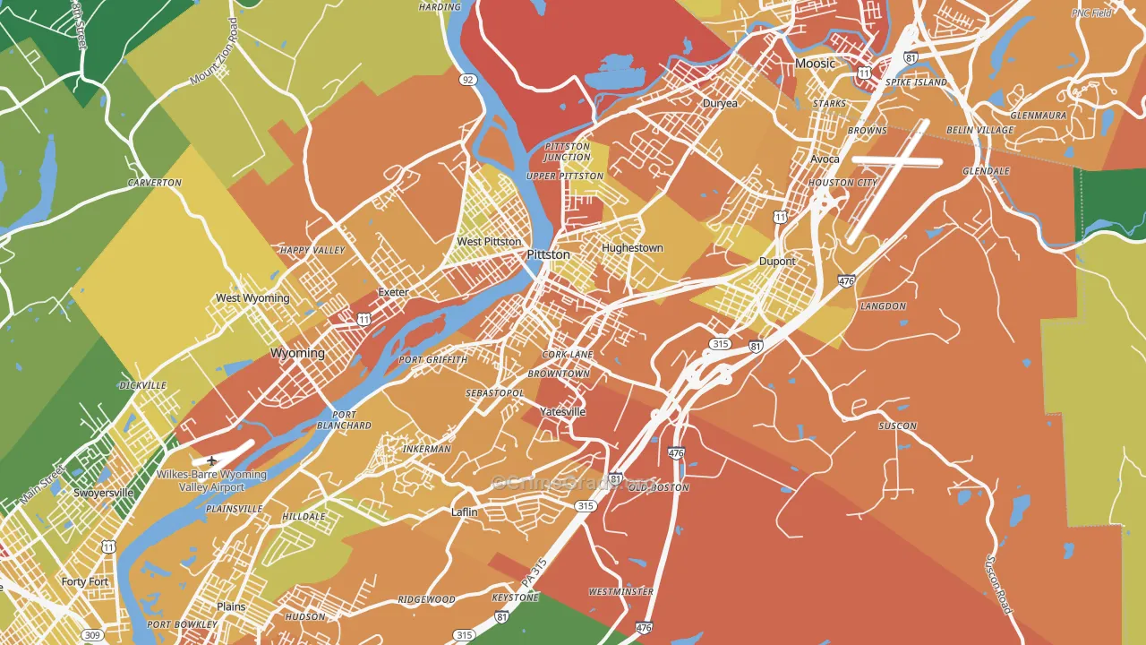 18640, PA Map of Drug-Related Crime Rates