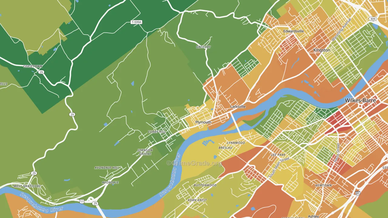 18651, PA Map of Drug-Related Crime Rates