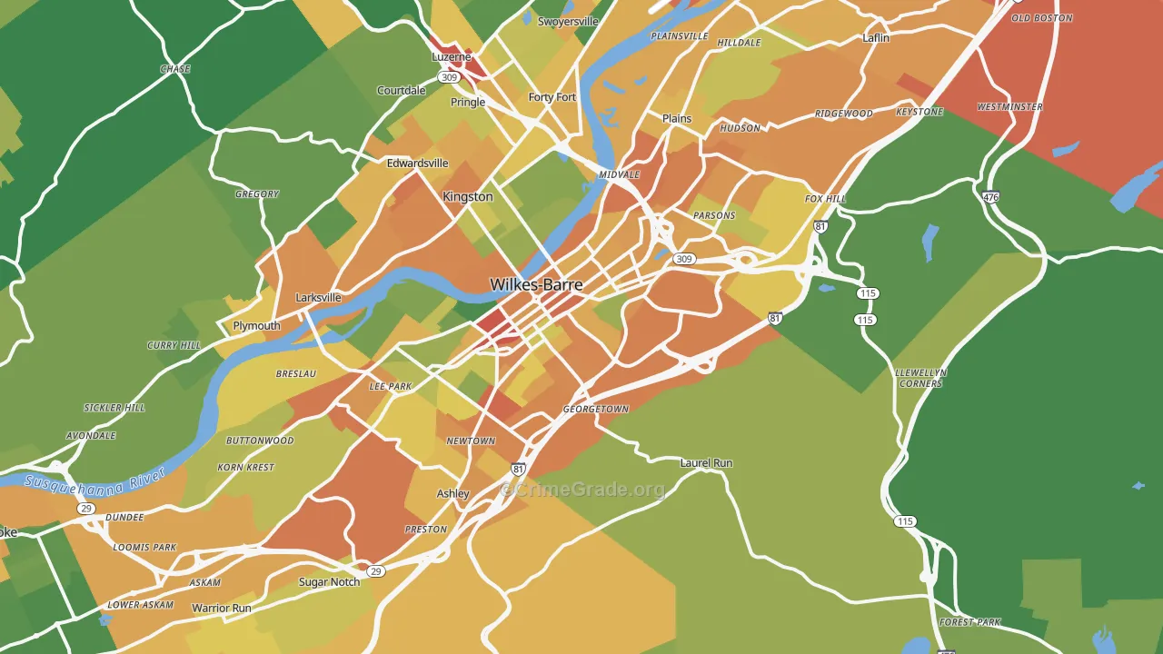 18702, PA Map of Drug-Related Crime Rates