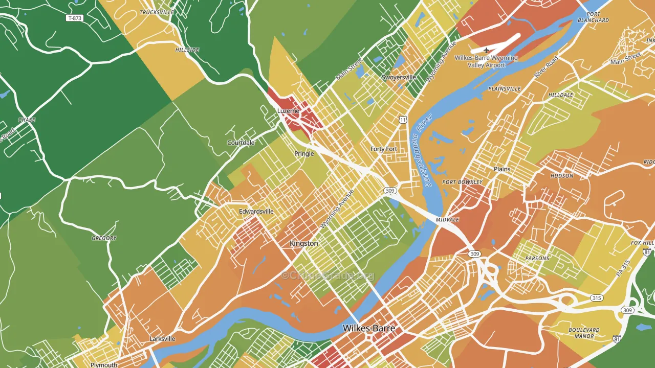 18704, PA Map of Drug-Related Crime Rates