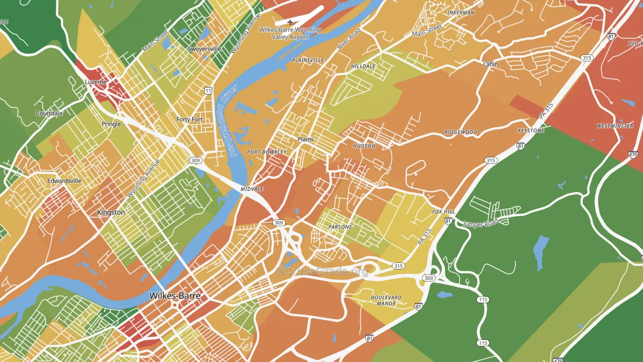 18705, PA Map of Drug-Related Crime Rates