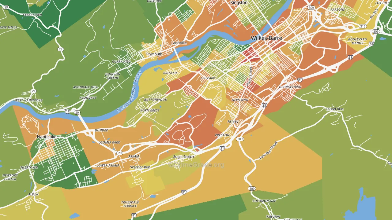 18706, PA Map of Drug-Related Crime Rates