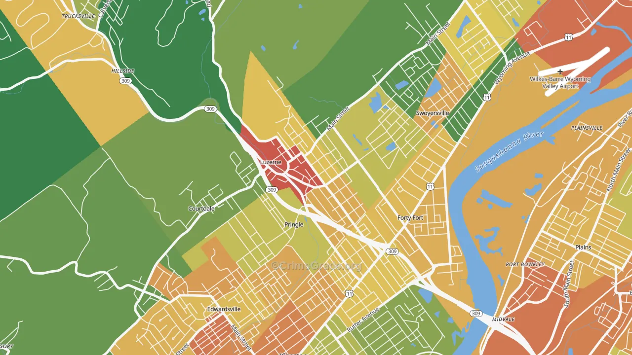 18709, PA Map of Drug-Related Crime Rates